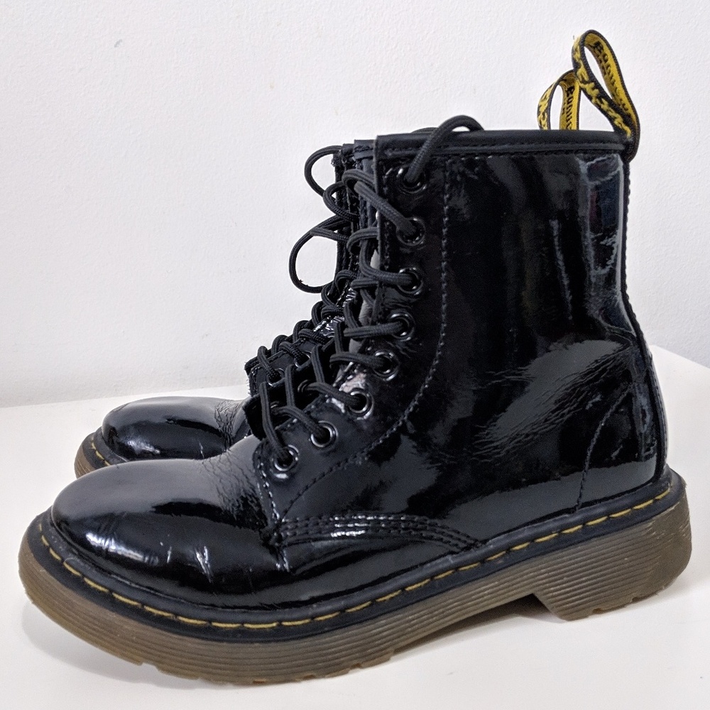 Glossy black boots kids dr martens UK 11 US 12